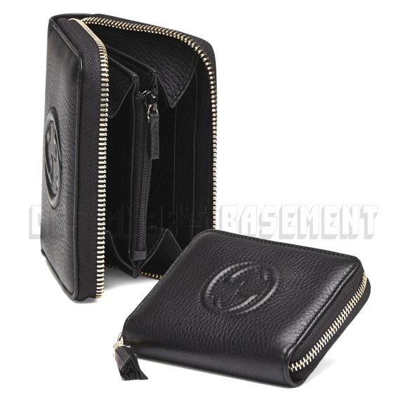 GUCCI black leather Mini SOHO Interlocking G Bamboo Tassel zip around wallet NIB - Picture 3 of 8